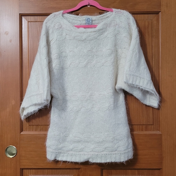 100% Peruvian Alpaca Sweater Cream Ivory Wide Sleeve Womens M ? Inca Fashions - Picture 1 of 6